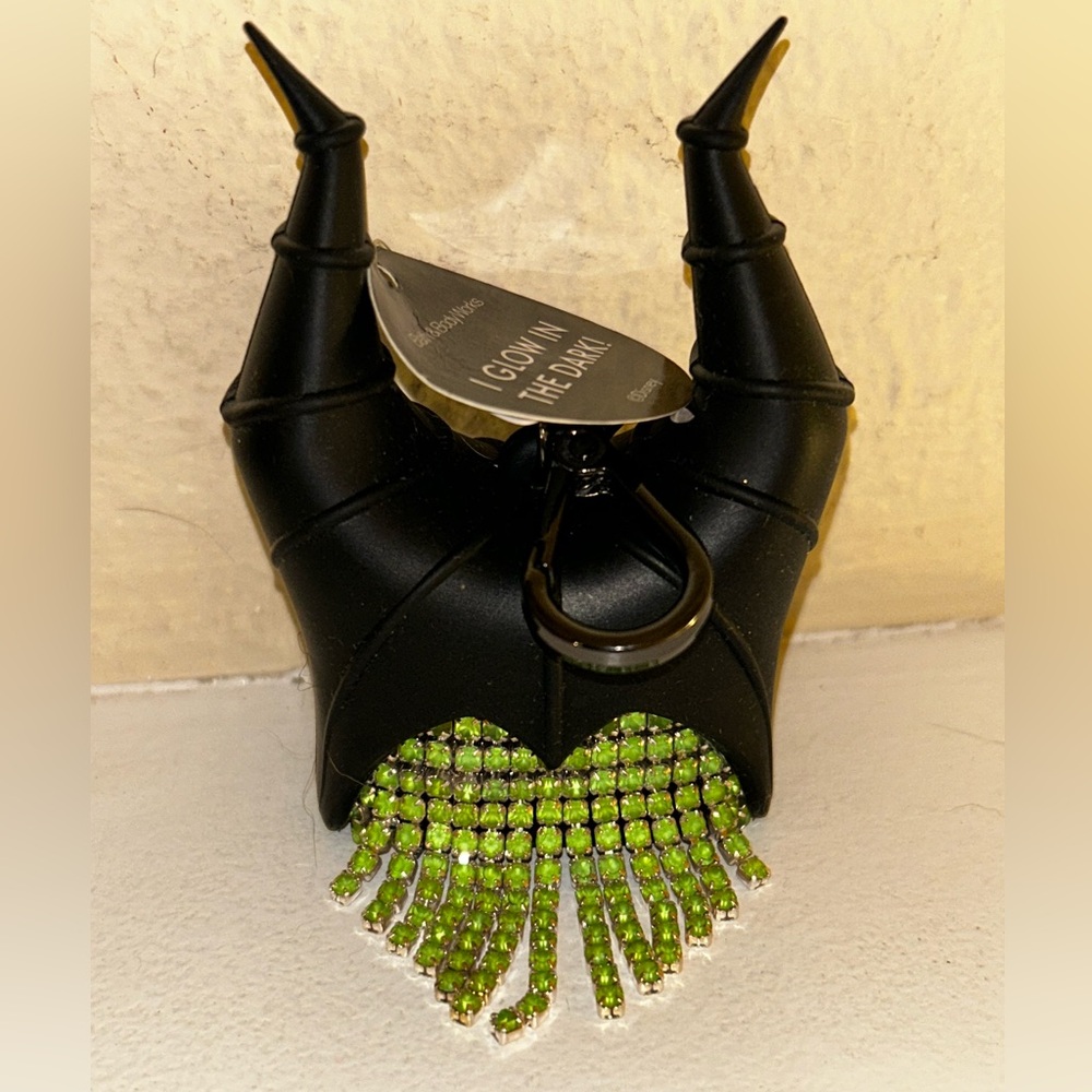 Disney Glow in the Dark Black and Green Maleficent Bag Charm Antibacterial Holde